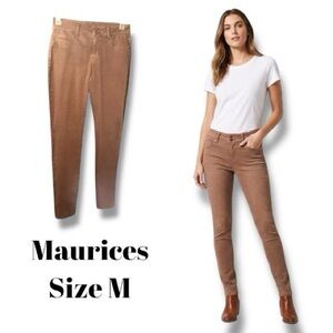 Maurices Jeans Mauve Mid-Rise Skinny Coated Denim Faux Leather Look Size M-Reg.